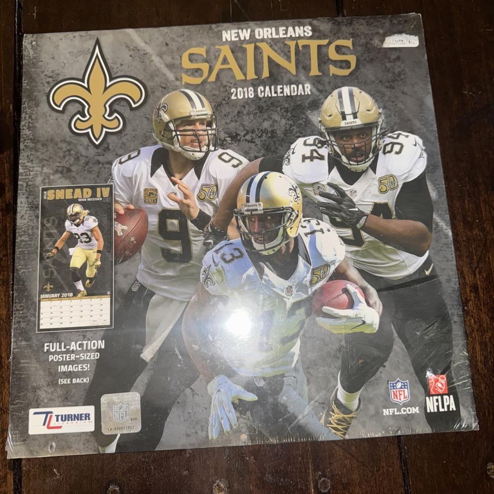 New 2017 New Orleans Saints Wall Calendar Sealed Unopened NFL Football
